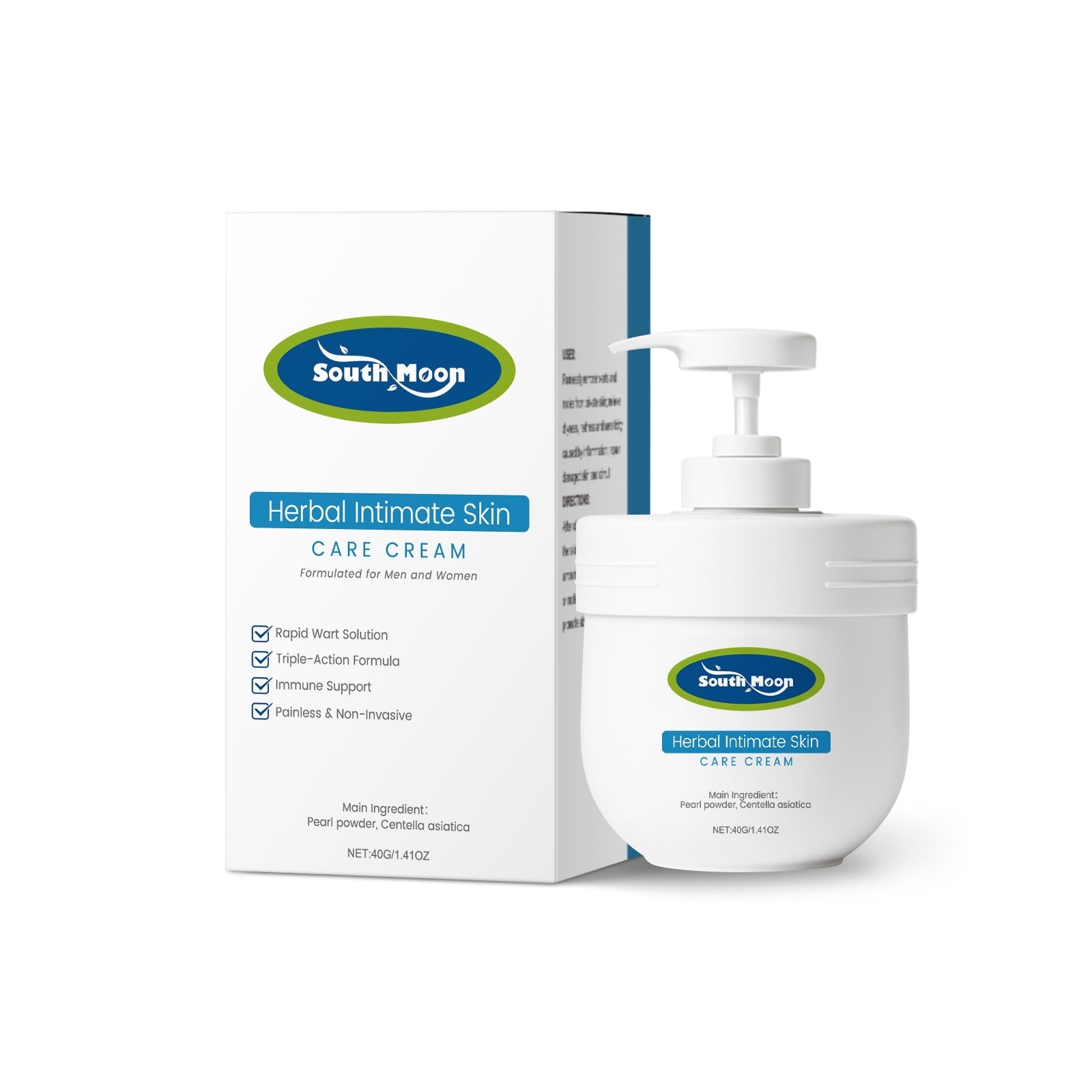 South Moon Herbal Intimate Skin Care Cream, a moisturizing cream for men and women with herbal ingredients.