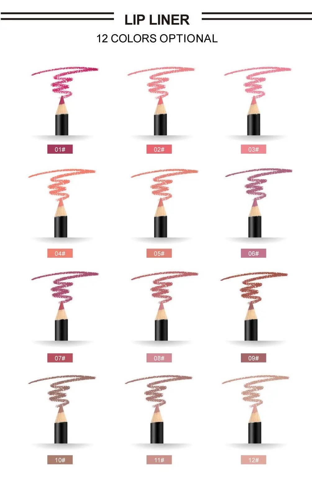 Burford Glow Waterproof Matte Lip Liner – 12 Shades