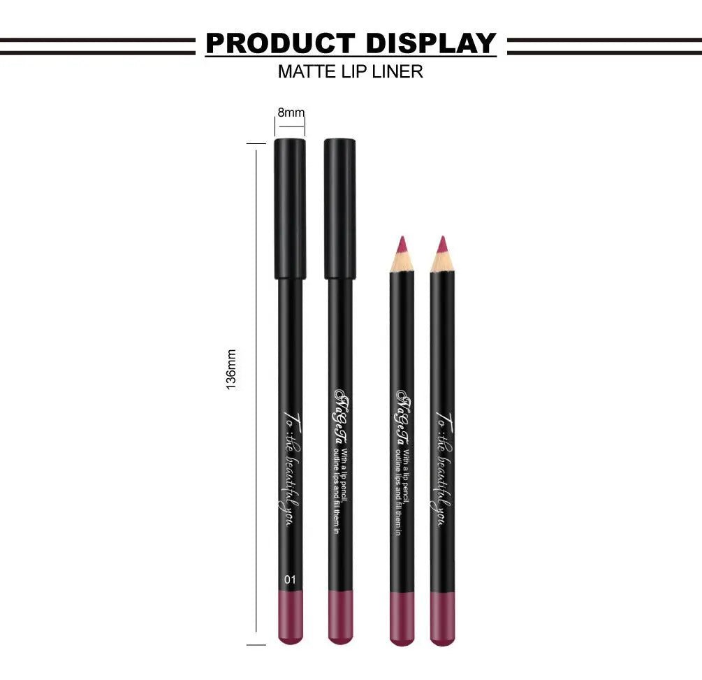 Burford Glow Waterproof Matte Lip Liner – 12 Shades