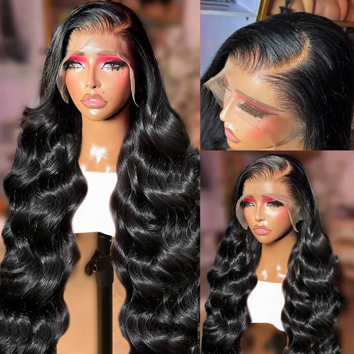 Body Wave Human Hair Lace Front Wig, Natural Color, 150% Density - Burford Glow