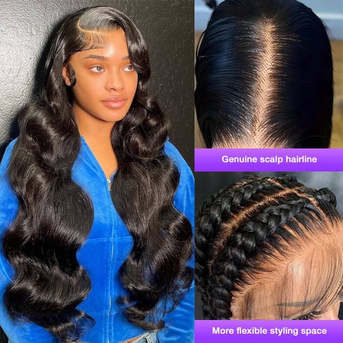 Body Wave Human Hair Lace Front Wig, Natural Color, 150% Density - Burford Glow