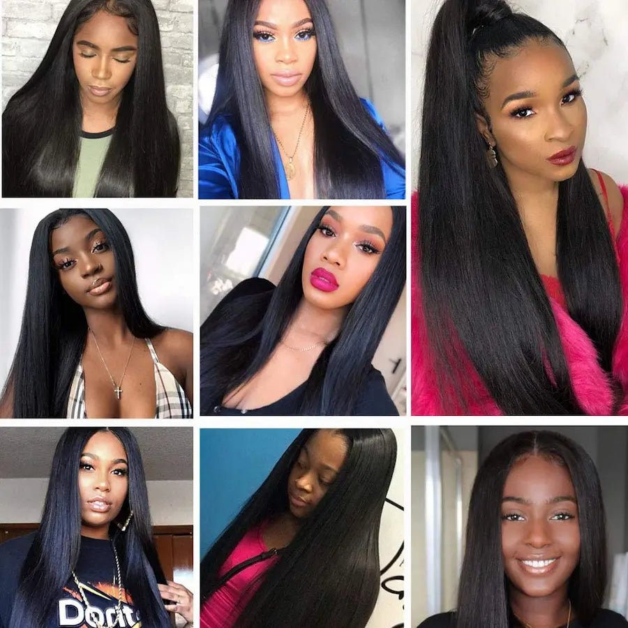 13x4 Lace Front Human Hair Wig, Straight Wig Natural Color, 150 Density - Burford Glow