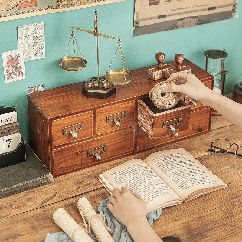 Simple Wooden Desktop Cosmetics Storage Box