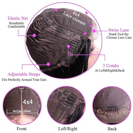 Burford Glow 4x4 Water Wave Lace Closure Human Hair Wig