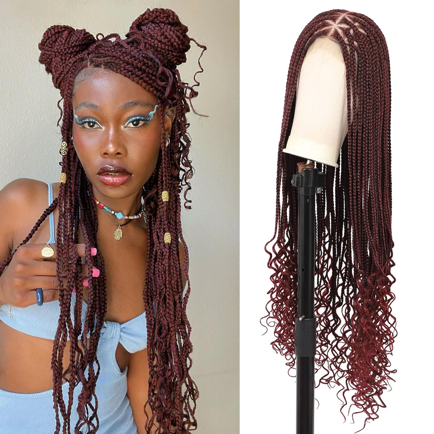 Burford Glow Full Lace Braided Wig — Long Exotic Style