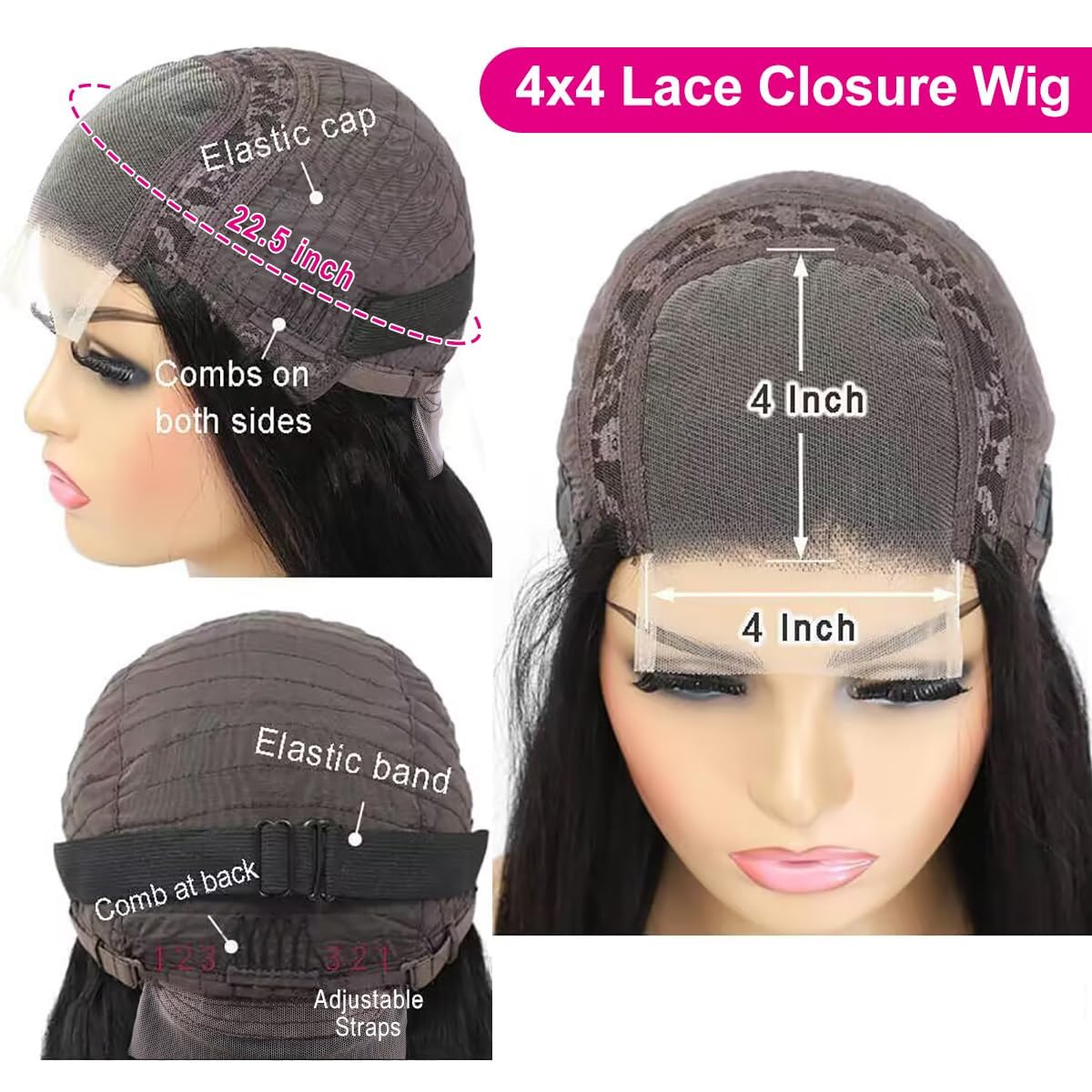 Burford Glow 4x4 Lace Closure Straight Human Hair Wig