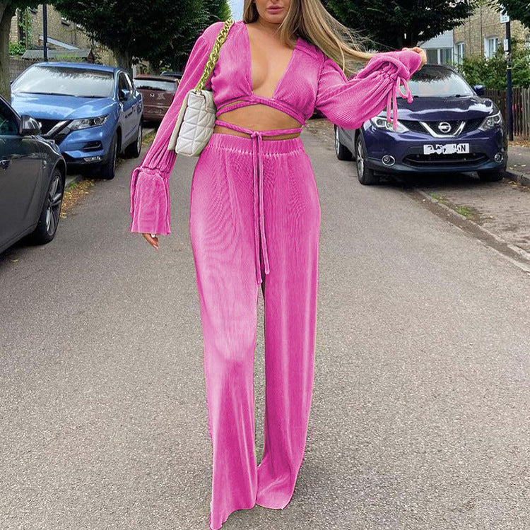 Fashion Retro Long Sleeve Pleated Women's Clothing