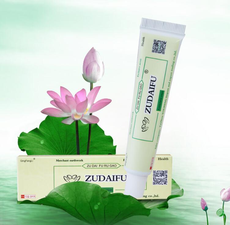 Herbal cream for skin care in a tube with packaging featuring flowers and leaves, used for various skin problems.