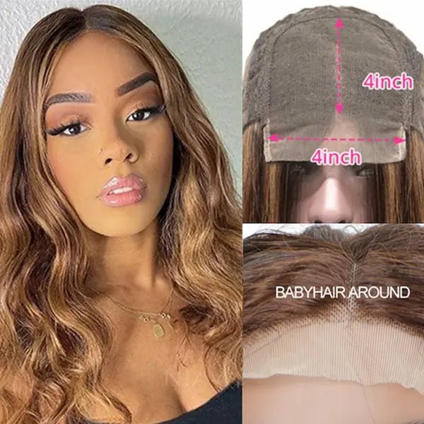 4x4 Body Wave Lace Closure Human Hair Wig | Burford Glow