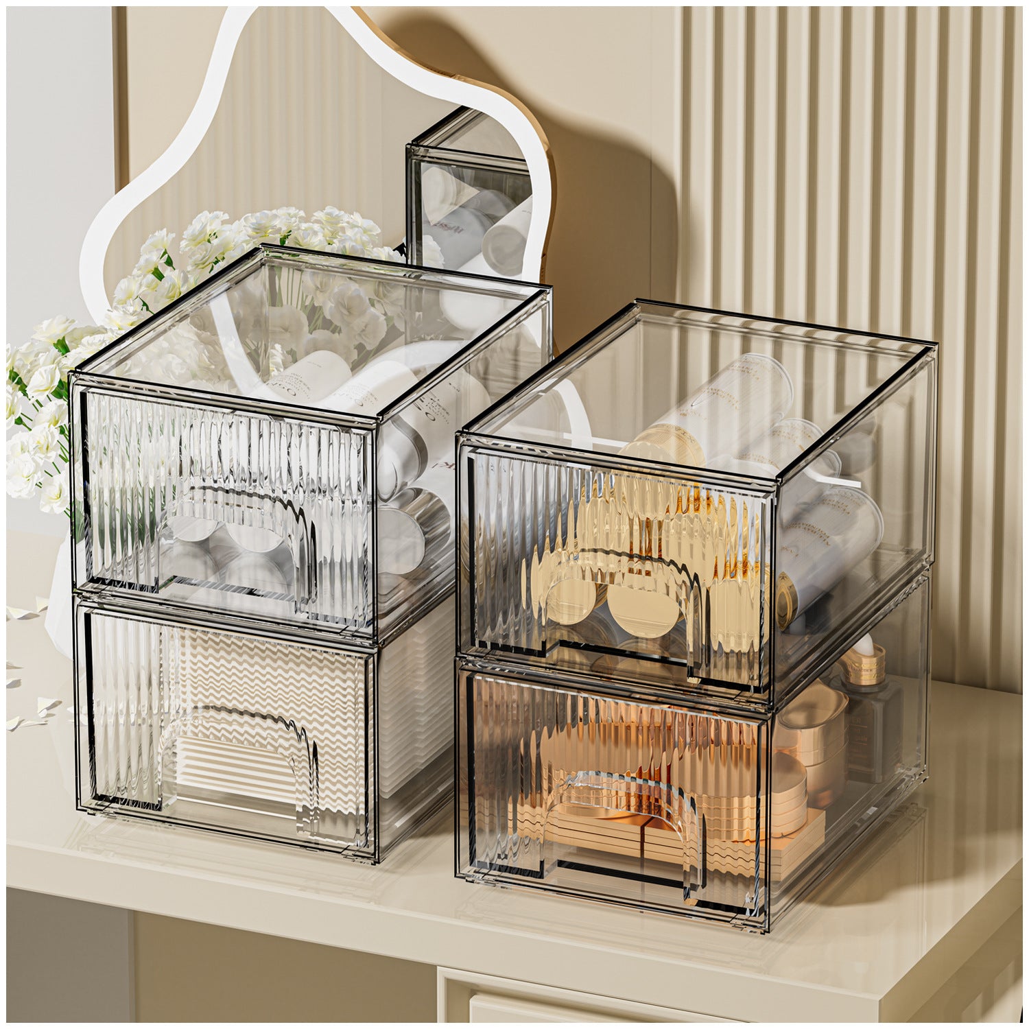 Acrylic Large-capacity Cosmetics Storage Dustproof