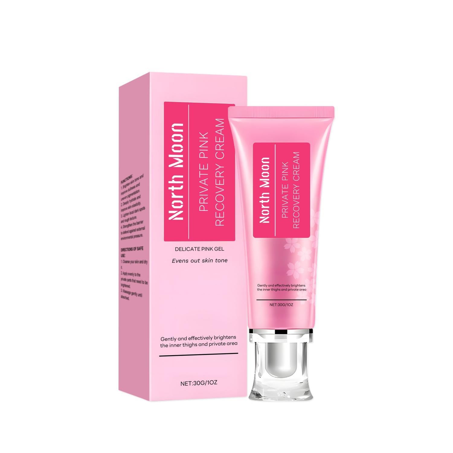 North Moan Private Pink Recovery Cream in pink packaging for even skin tone and brightness.