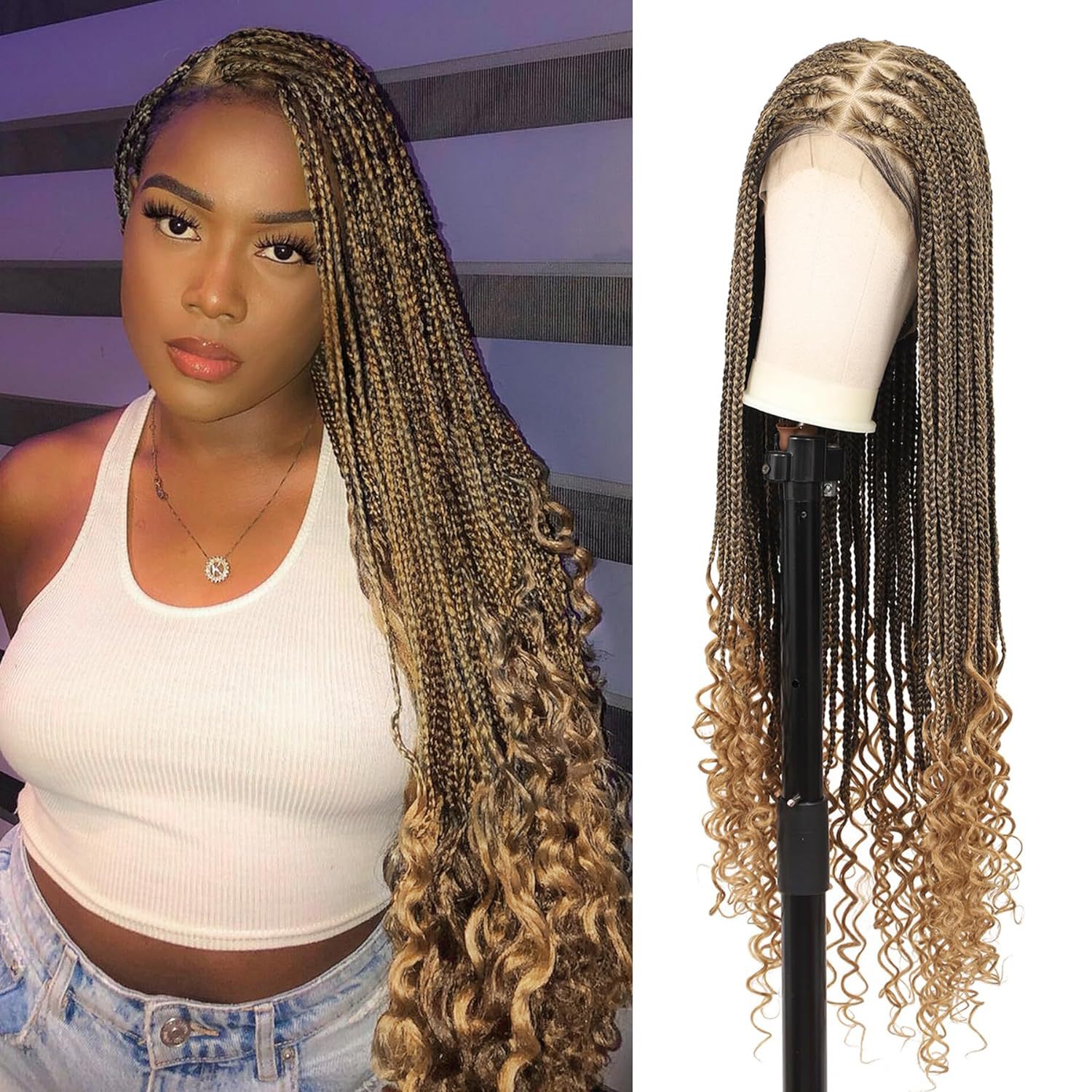 Burford Glow Full Lace Braided Wig — Long Exotic Style