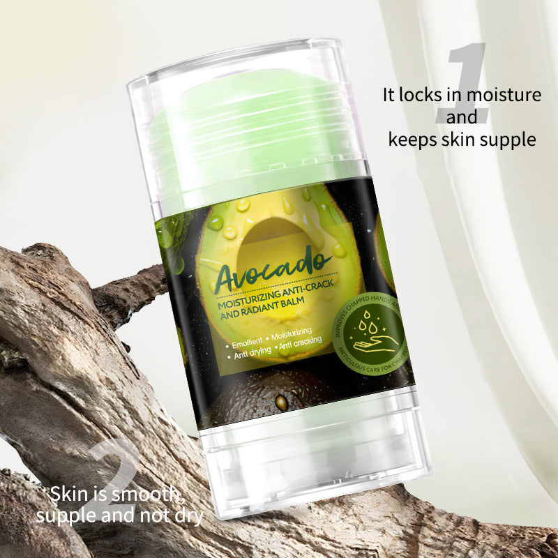 Avocado moisturizing anti-crack and radiant balm stick for smooth, supple skin, locks in moisture and keeps skin supple.