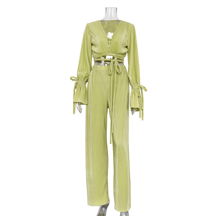 Fashion Retro Long Sleeve Pleated Women's Clothing