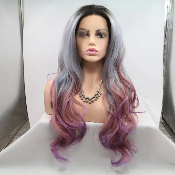Burford Glow Front Lace Long Curly Wig – Gradient Color