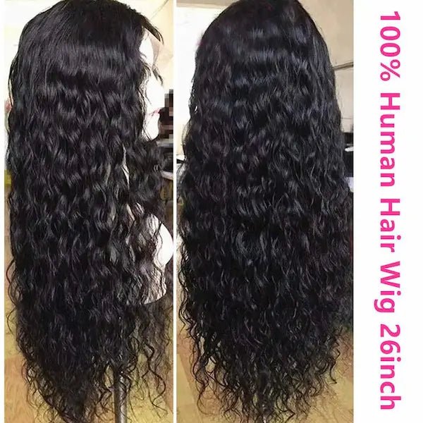 13x4 Water Wave Lace Front Wig – Natural Human Hair, 10–22 Inches