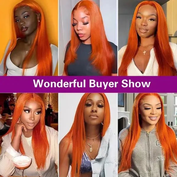 Orange Straight Lace Front Wig with Side Bangs | Burford Glow