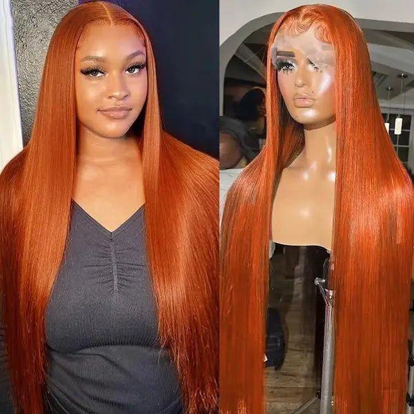 Orange Straight Lace Front Wig with Side Bangs | Burford Glow