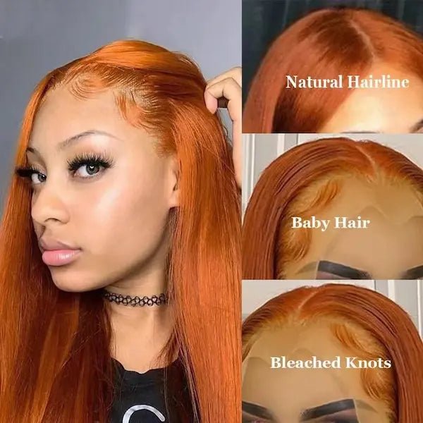 Orange Straight Lace Front Wig with Side Bangs | Burford Glow