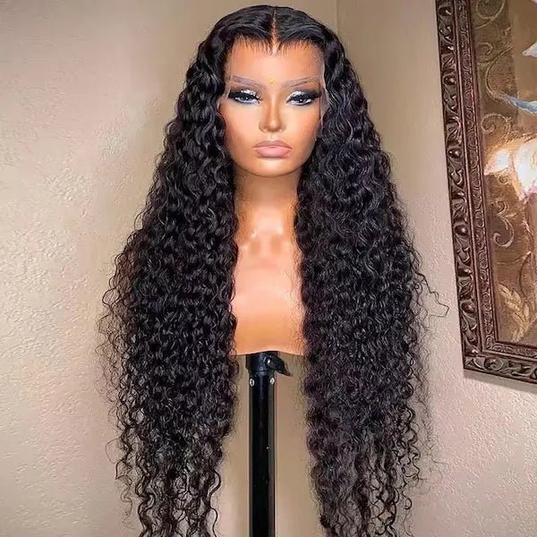 Long Curly Lace Front Wig with Side Bangs – Heat-Resistant, 12–32 Inches