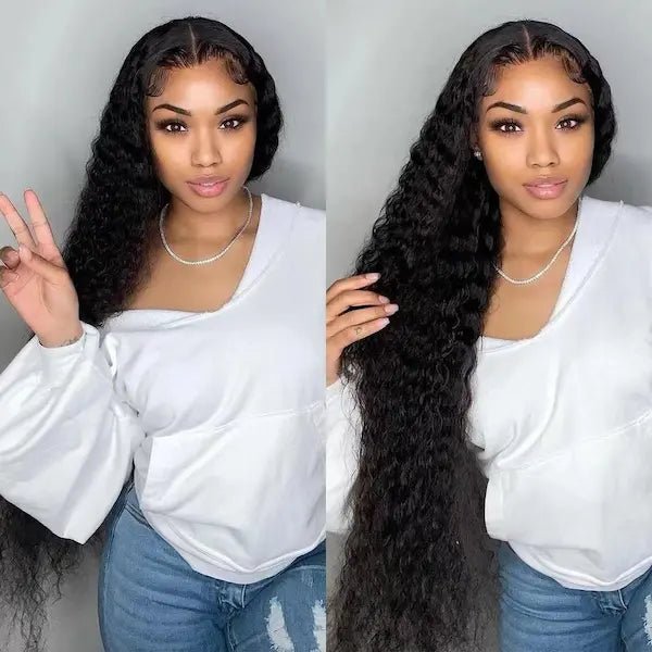 Long Curly Lace Front Wig with Side Bangs – Heat-Resistant, 12–32 Inches