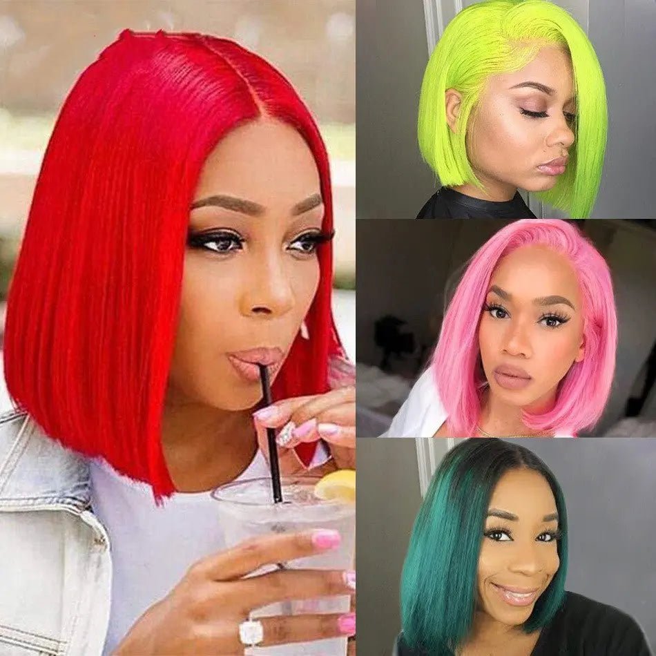 Coloured Human Hair Bob Wig – Short Dyeable Style Wig