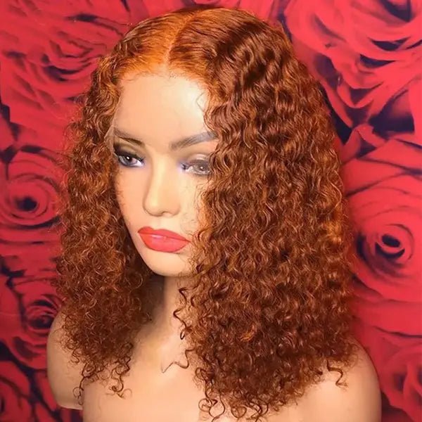 Burford Glow Human Hair Bob Wig – Water Wave Orange Red