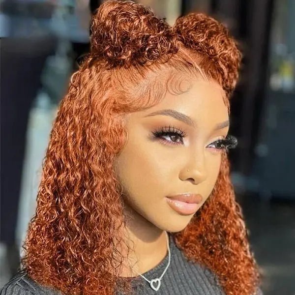 Burford Glow Human Hair Bob Wig – Water Wave Orange Red