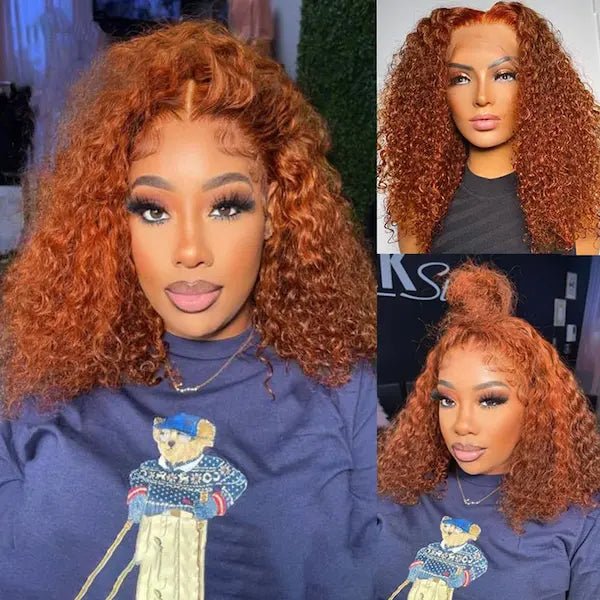 Burford Glow Human Hair Bob Wig – Water Wave Orange Red