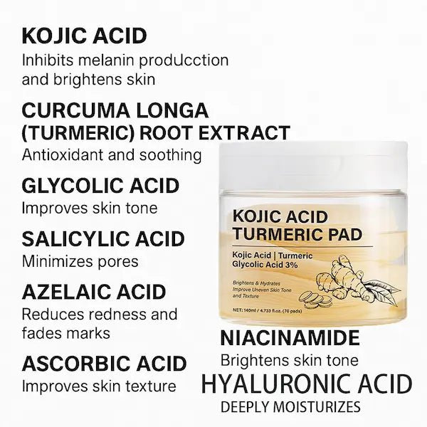 Kojic Acid & Turmeric Purifying Toner Pads 70 Pcs | Burford Glow
