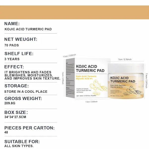 Kojic Acid & Turmeric Purifying Toner Pads 70 Pcs | Burford Glow