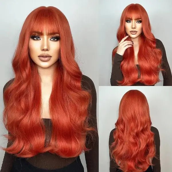 Burford Glow Long Curly Big Wave Wig with Bangs
