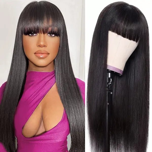 Burford Glow Straight Human Hair Wig with Bangs 150%