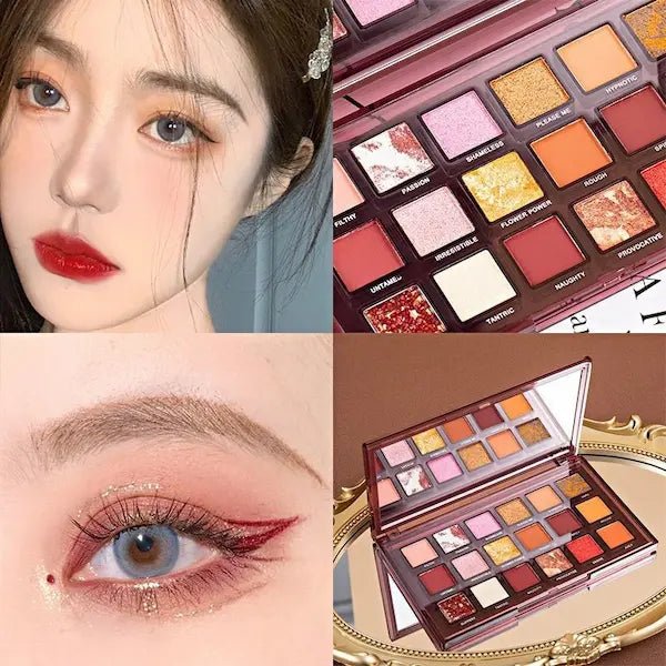 18-Colour Eyeshadow Palette – Matte & Shimmer Rose Edit