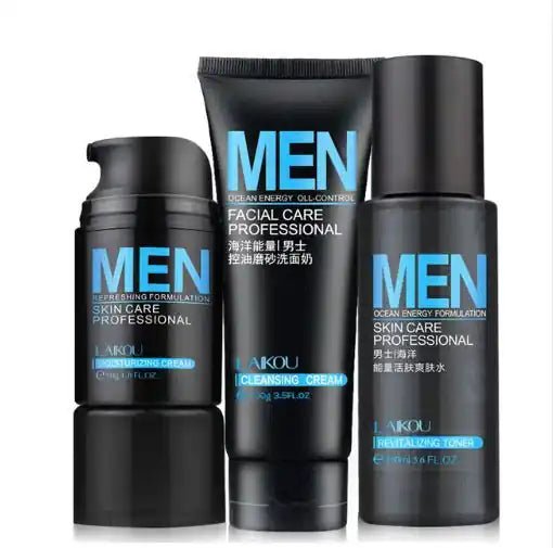 Men's 3-Piece Skincare Set: Cleanser, Toner & Moisturizer | Burford Glow