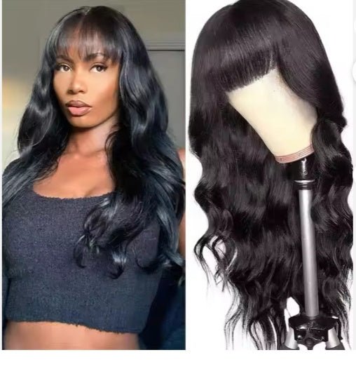 HD Pre-Cut Lace Front Wig with Bangs for Black Women - Burford Glow