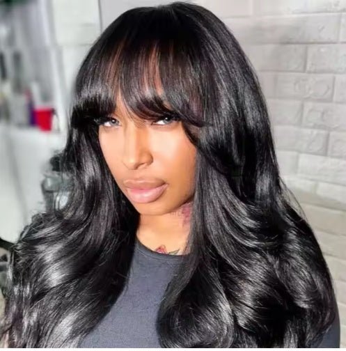 HD Pre-Cut Lace Front Wig with Bangs for Black Women - Burford Glow