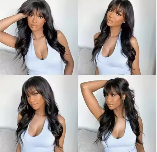 HD Pre-Cut Lace Front Wig with Bangs for Black Women - Burford Glow
