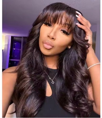 HD Pre-Cut Lace Front Wig with Bangs for Black Women - Burford Glow