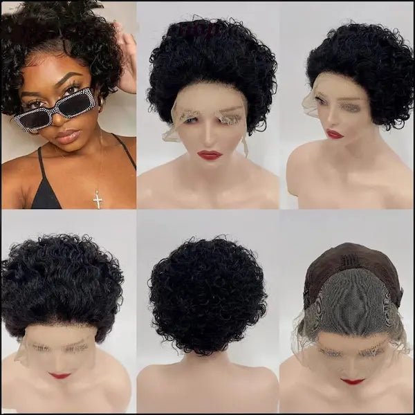 13x4 Lace Front Curly Pixie Wig – 100% Human Hair, 150% Density
