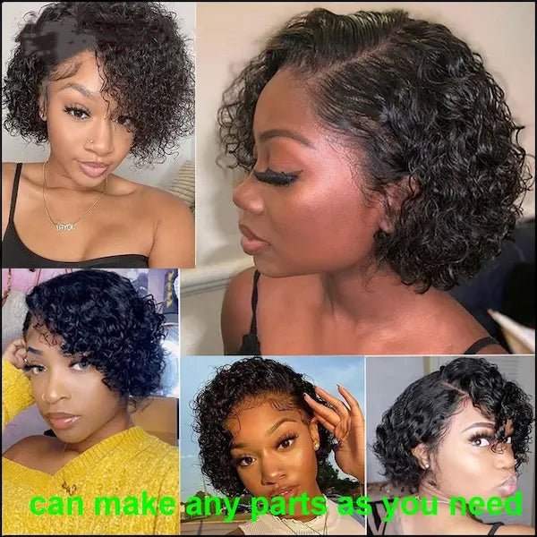 13x4 Lace Front Curly Pixie Wig – 100% Human Hair, 150% Density