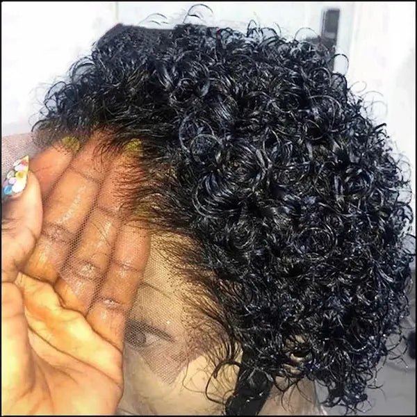 13x4 Lace Front Curly Pixie Wig – 100% Human Hair, 150% Density