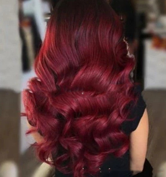 Burford Glow Wine Red Long Curly Fashion Wig