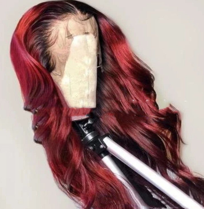 Burford Glow Wine Red Long Curly Fashion Wig