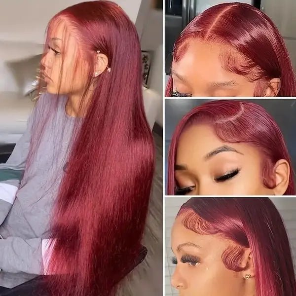 Burford Glow Wine Red Straight Lace Front Wig – Long