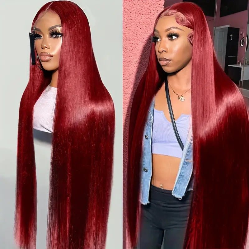 Burford Glow Wine Red Straight Lace Front Wig – Long