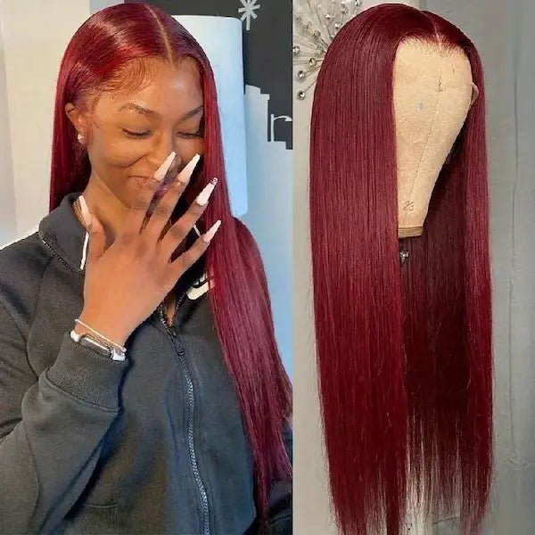 Burford Glow Wine Red Straight Lace Front Wig – Long
