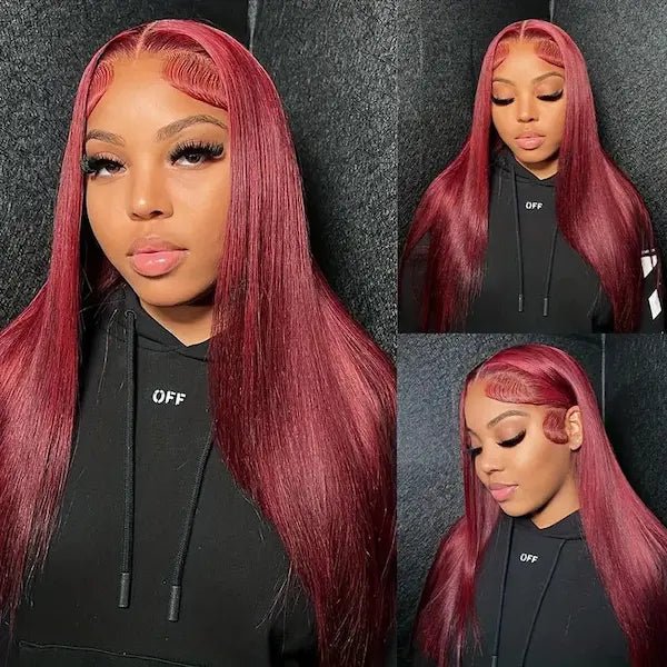 Burford Glow Wine Red Straight Lace Front Wig – Long